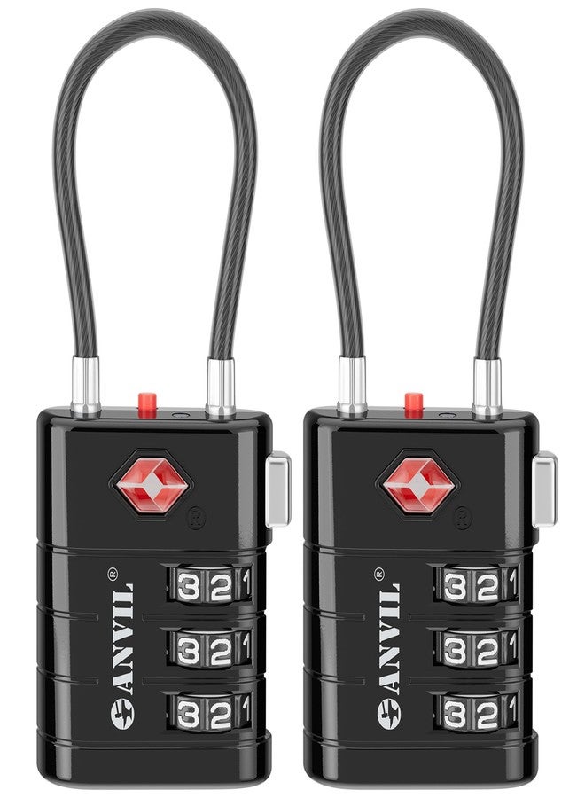 ANVIL TSA Approved Luggage Locks - High Security TSA008 Combination Travel Locks with Inspection Indicator for Suitcases and Backpacks. (2, Black) - Image 1